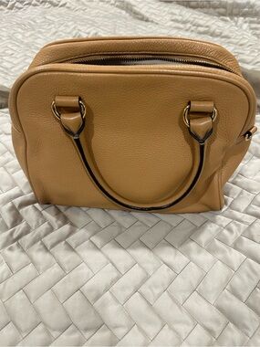 Michael Kors Tan Pebbled Leather Satchel with Gold Hardware
